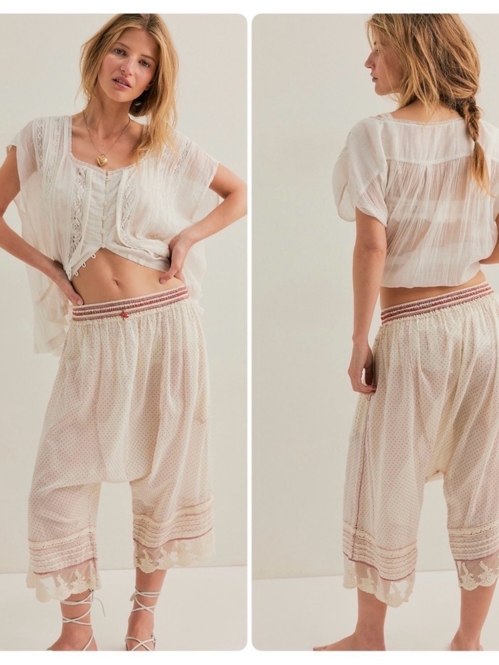 Intimately Free People Endless Afternoon Bloomers in Cream/Red - large - Picture 3 of 8